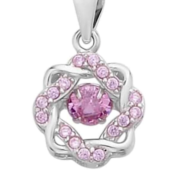 Dancing Simulated Pink Diamond Pendant Necklace 20” chain, .65 ctw - Picture 1 of 5
